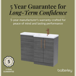 Balterley Right-Hand Bathroom Vanity And Wc Unit Combination, Basin - 1100mm - Woodgrain Anthracite, Brushed Bronze Handles - thumbnail 6