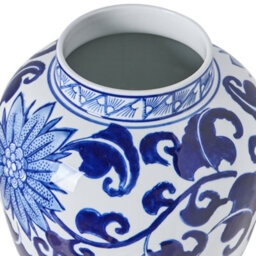 Wyld And Coco Living White And Blue Lidded Ginger Jar Vase Porcelain, 18Cm X 36Cm - thumbnail 5