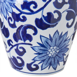 Wyld And Coco Living White And Blue Lidded Ginger Jar Vase Porcelain, 18Cm X 36Cm - thumbnail 6