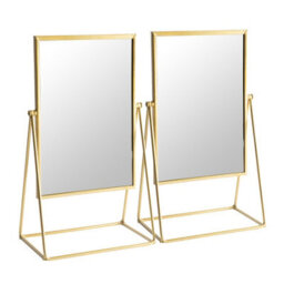 Harbour Housewares 2X Metallic Vanity Mirrors - 39 X 22Cm Gold Adjustable Tilt Dressing Table Mirror Sleek Modern Makeup Mirror