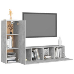 Berkfield 3 Piece Tv Cabinet Set Concrete Grey Engineered Wood - thumbnail 3
