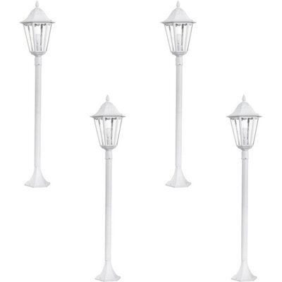4 Pack Ip44 White Aluminium Outdoor Bollard Light - Modern Tall Lamp Post With E27 60W Bulbs - image 1