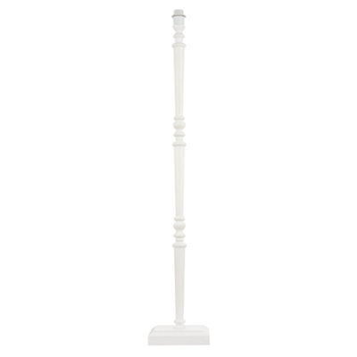 Happy Homewares Chic White Wood Standing Floor Lamp With Square Base And Foot Switch - image 1