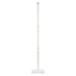 Happy Homewares Chic White Wood Standing Floor Lamp With Square Base And Foot Switch - thumbnail 1