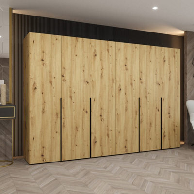Arte Rich Oak Artisan Hinged Door Wardrobe 300Cm - Timeless Storage For Spacious Bedrooms - image 1