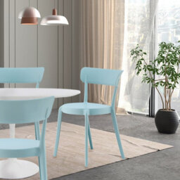 Fusion Living Blue Plastic Bistro Dining Chair - thumbnail 2