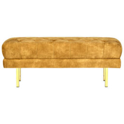 Beliani Upholstered Bench Roseville Velvet Mustard - thumbnail 4