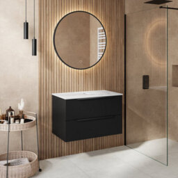 Affine 800mm Countertop Bathroom Vanity Unit Wall Hung Furniture Soft Close Black - thumbnail 2