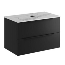 Affine 800mm Countertop Bathroom Vanity Unit Wall Hung Furniture Soft Close Black - thumbnail 3