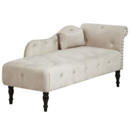 Beliani Right-Hand Chaise Longue Ivry Velvet Light Beige - thumbnail 4