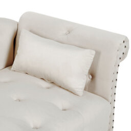 Beliani Right-Hand Chaise Longue Ivry Velvet Light Beige - thumbnail 6