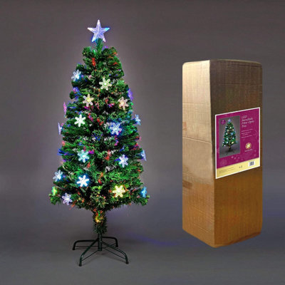 Shatchi 6Ft/180Cm Snowflakes Fibre Optic Christmas Tree Led Pre-Lit - image 1