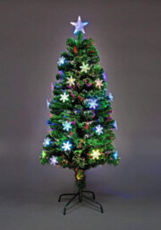 Shatchi 6Ft/180Cm Snowflakes Fibre Optic Christmas Tree Led Pre-Lit - thumbnail 2