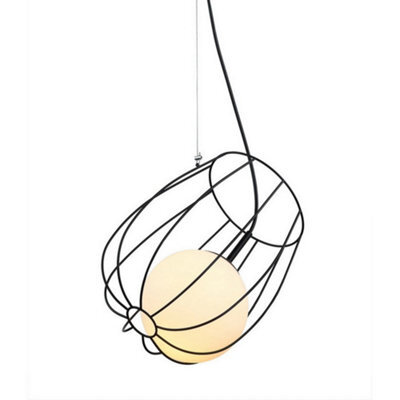 Luminosa Lighting Luminosa Modern Hanging Pendant Black 1 Light  With Black, White Shade, E27 - image 1