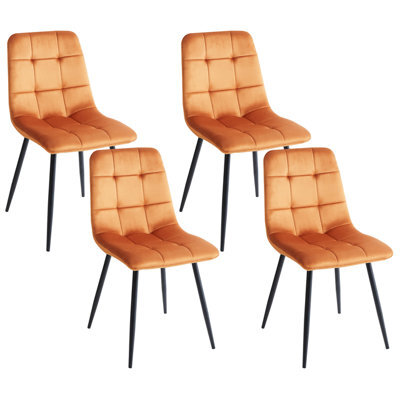 Beliani Set Of 4 Dining Chairs Powell Velvet Orange - image 1