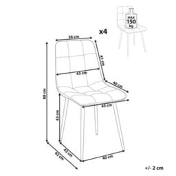 Beliani Set Of 4 Dining Chairs Powell Velvet Orange - thumbnail 3