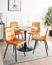 Beliani Set Of 4 Dining Chairs Powell Velvet Orange - thumbnail 2