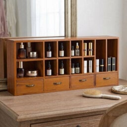 Wooden Desktop Storage Cabinet 12 Compartments 4 Drawers Desk Organiser - thumbnail 1
