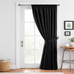 Bedlooms Black Blackout Thermal Insulated Ready Made Pencil Pleat Single Curtain Panel 66 X 84 Inches With Tie Back - thumbnail 2