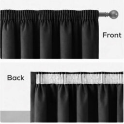 Bedlooms Black Blackout Thermal Insulated Ready Made Pencil Pleat Single Curtain Panel 66 X 84 Inches With Tie Back - thumbnail 6