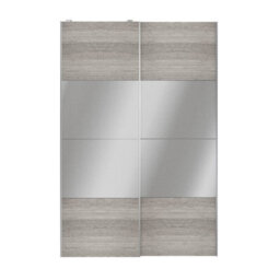 GoodHome Atomia Contemporary Panelled Mirrored Matt Grey Oak Effect Matt 8 Door Sliding Wardrobe Door Kit (H)2250mm (W)1500mm - thumbnail 1