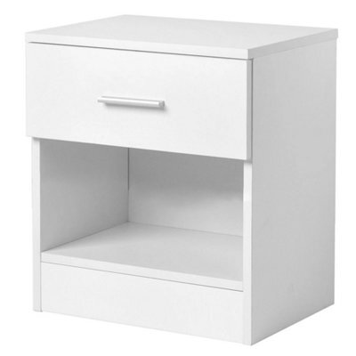 1 Drawer Compact Bedroom Bedside Cabinet Furniture Nightstand Side Table W/shelf - image 1