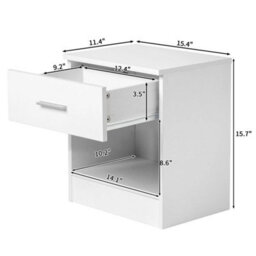 1 Drawer Compact Bedroom Bedside Cabinet Furniture Nightstand Side Table W/shelf - thumbnail 2