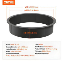 "Vevor Fire Pit Ring 36"" Inner Opening Q235 Carbon Steel  8-Section Seamless Assembly Above/in-Ground Diy Campfire Ring" - thumbnail 9