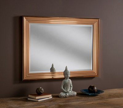 Yearn Copper Reeded Framed Wall Mirror 132X79Cm