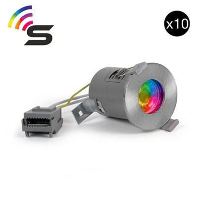 10 Pack - Brushed Chrome Gu10  Fire Rated Smart Led Downlight - Ip65 - Se Home - image 1