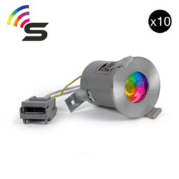10 Pack - Brushed Chrome Gu10  Fire Rated Smart Led Downlight - Ip65 - Se Home - thumbnail 1