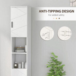 Kleankin Tall Bathroom Storage Cabinet With Soft Close Mechanism, White - thumbnail 4