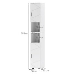 Kleankin Tall Bathroom Storage Cabinet With Soft Close Mechanism, White - thumbnail 2