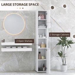 Kleankin Tall Bathroom Storage Cabinet With Soft Close Mechanism, White - thumbnail 6