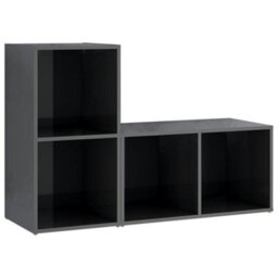 Berkfield Tv Cabinets 2 Pcs High Gloss Grey 72X35X36.5 Cm Engineered Wood - thumbnail 2