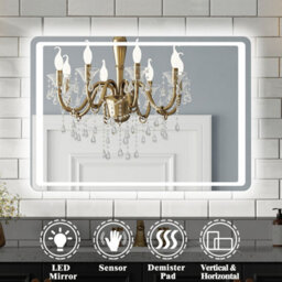 Probaty Bathrooms Led Illuminated Mirror Dimmable 800X600mm,hand Sweep Sensor Switch With Anti-Fog, Backlit Wall Vanity Mirror - thumbnail 2