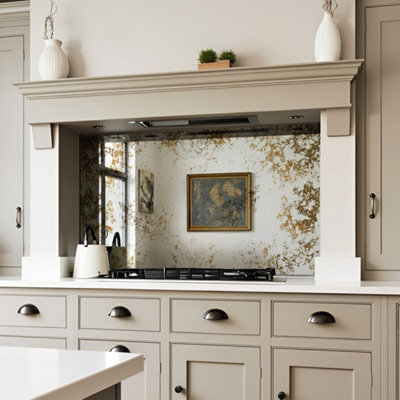 DIY Splashbacks Rusted Iron Antique Mirror Splashback 90Cm X 75Cm (Toughened Glass) - image 1