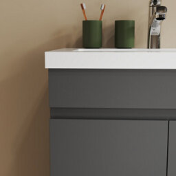 Probaty Bathrooms Vanity Unit Matte Anthracite Mdf,600X390X800mm,freestanding,detachable,2 Doors With Ceramic Thick Basin - thumbnail 8
