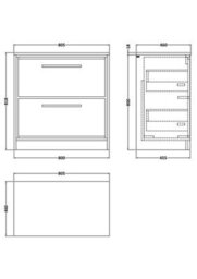 Hudson Reed Lille Floor Standing Two Drawer Contemporary Vanity Unit With Worktop In Bleached Oak, 805 X 460mm - thumbnail 4