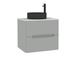 Royal Bathrooms Venice 600mm Dove Grey Wall Mounted Bathroom Countertop Vanity Unit 2 Drawer With Art Round Basin - thumbnail 7
