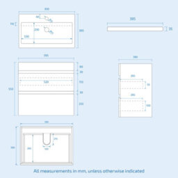 Nes Home White Wall Hung 600mm Vanity Unit 2 Drawer With Wc Unit & Btw Toilet - thumbnail 7