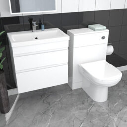 Nes Home White Wall Hung 600mm Vanity Unit 2 Drawer With Wc Unit & Btw Toilet - thumbnail 5