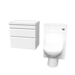 Nes Home White Wall Hung 600mm Vanity Unit 2 Drawer With Wc Unit & Btw Toilet - thumbnail 6