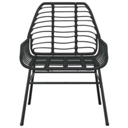 Berkfield 5 Piece Garden Dining Set Black Poly Rattan Glass - thumbnail 6