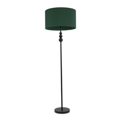 Valuelights Marissa Matt Black Stacked Ball Floor Lamp With Forest Green Drum Shade - image 1