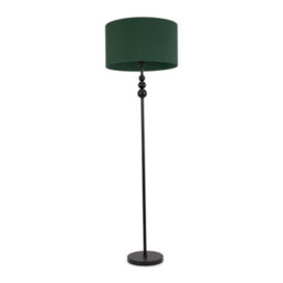 Valuelights Marissa Matt Black Stacked Ball Floor Lamp With Forest Green Drum Shade - thumbnail 1