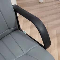 Homcom Pu Leather Office Chair Swivel Home Mid-Back Computer Desk Chair, Grey - thumbnail 7