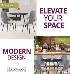 Hallowood Furniture Finley Small Round Dining Table In Black Finish With 4 Dark Grey Fabric Chairs - thumbnail 6