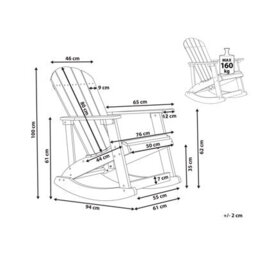 Beliani Garden Rocking Chair Adirondack Light Grey - thumbnail 3