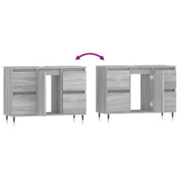 Berkfield Bathroom Cabinet Grey Sonoma 80X33X60 Cm Engineered Wood - thumbnail 8